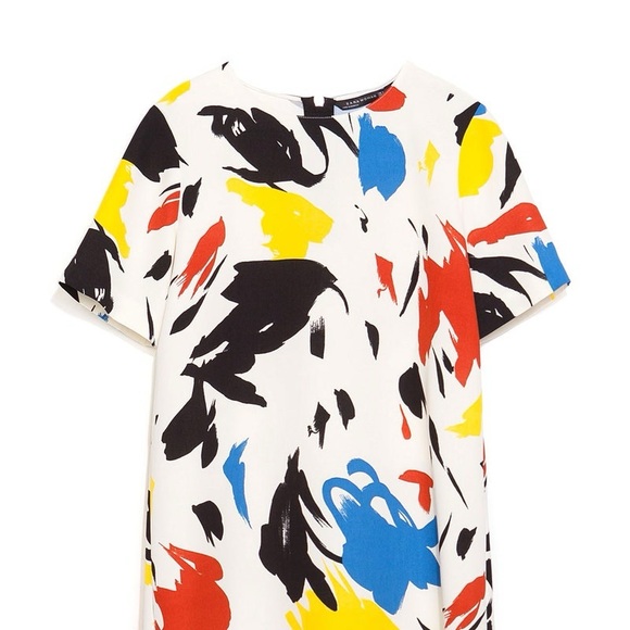 Zara Woman Women's Multi Color Abstract Paint Splatter dress Size S - Picture 2 of 5